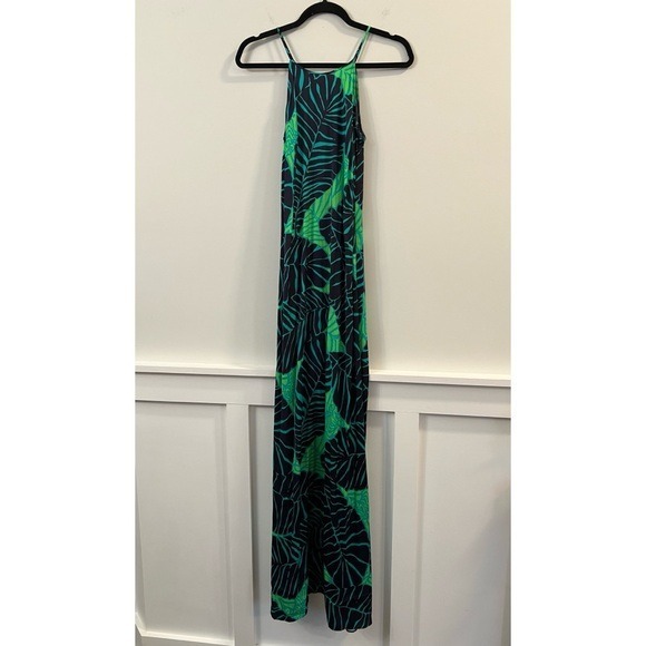 Women’s Lilly Pulitzer green Tropical Leaf Print Strappy maxi Dress size XS