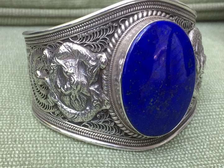 Nepali Dragon Lapis Cuff braceley