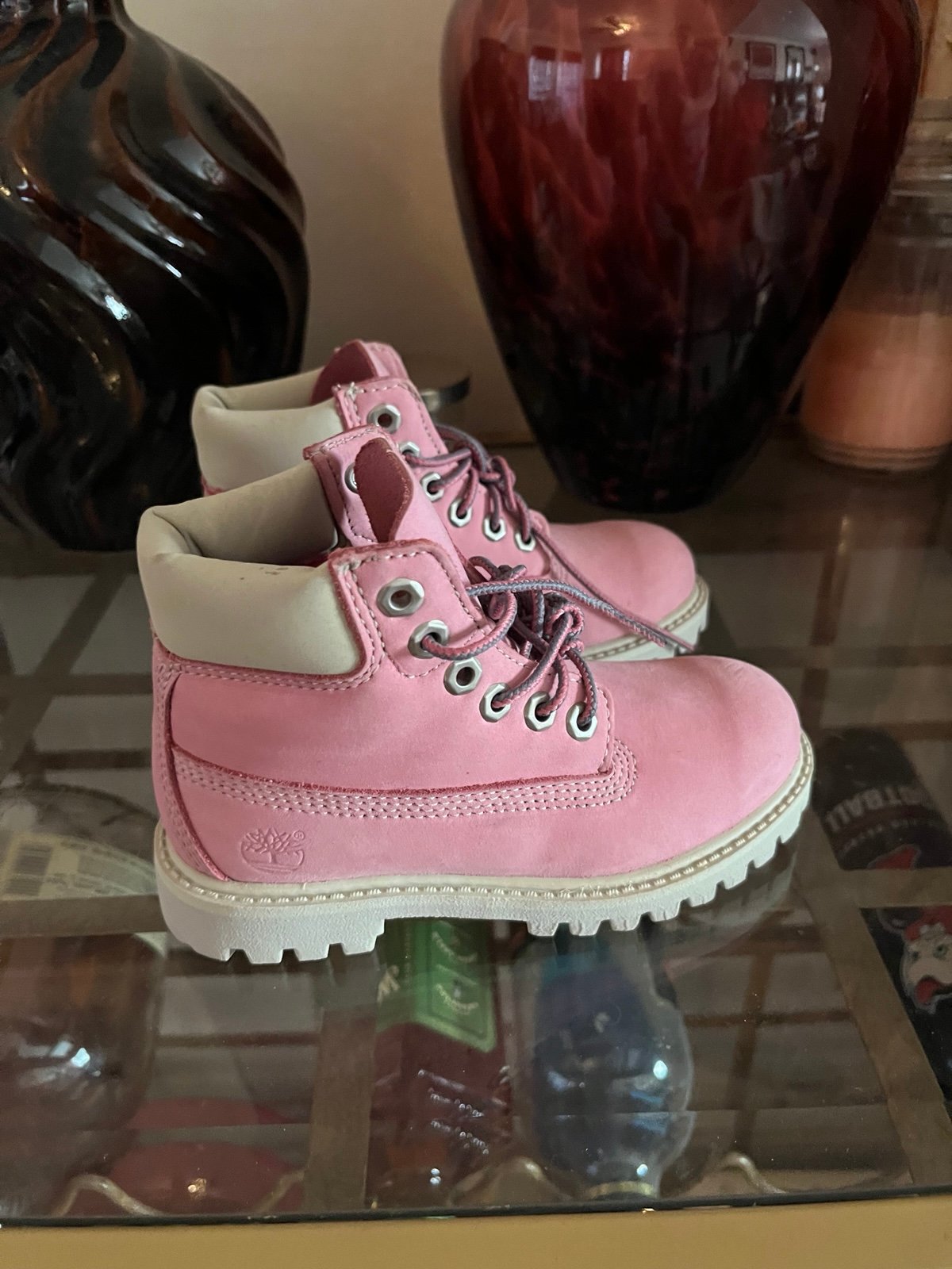 Light pink timberland boots girls size 10.5 new