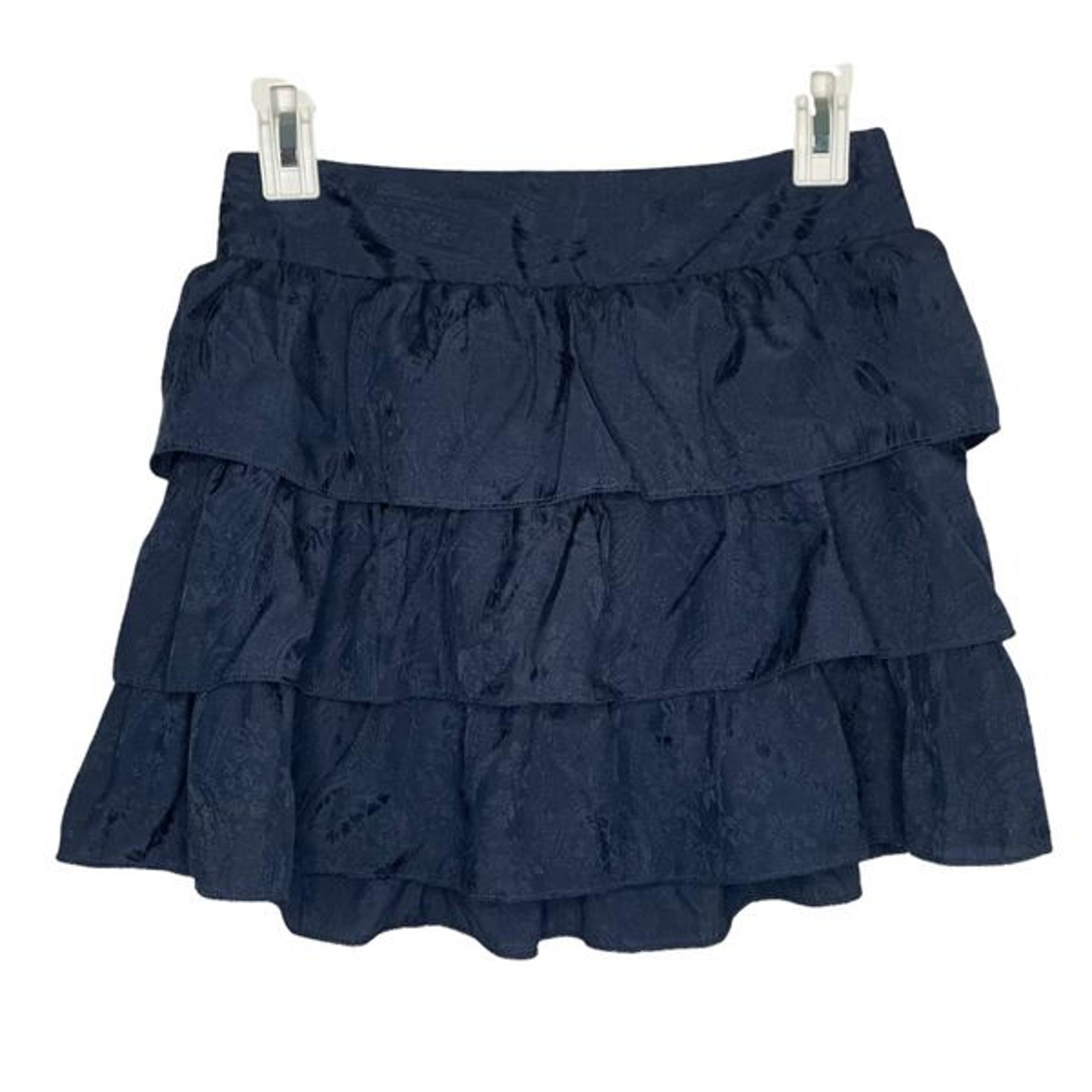 Xxi Women's Vintage Y2K Navy Ruffle Pattern Mini Skirt Size S