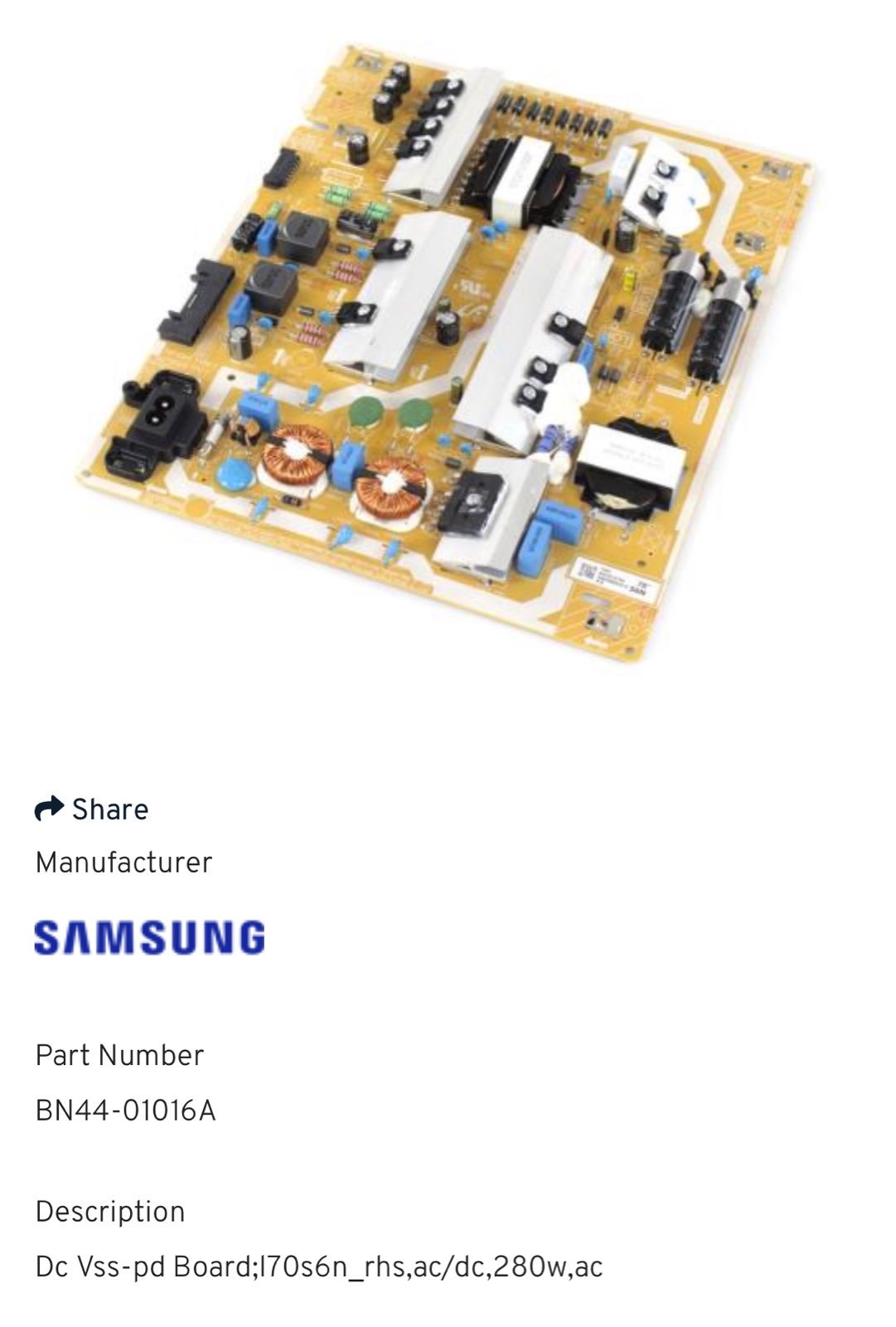 Samsung power board BN44-01016A