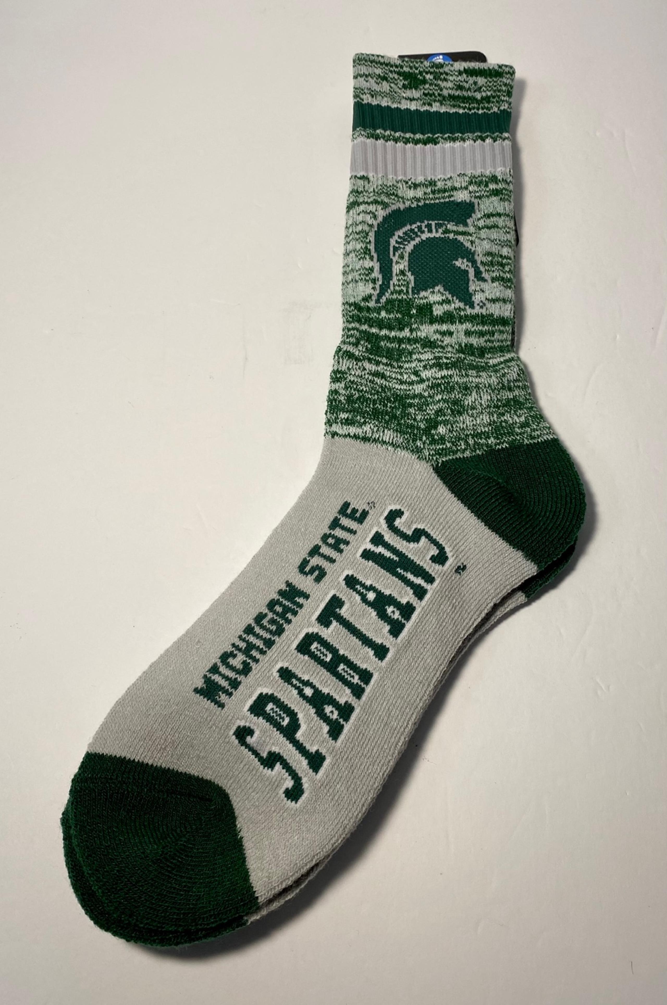 Michigan State Spartans NCAA For Bare Feet Retro Deuce Crew Socks Men’s Sz Large