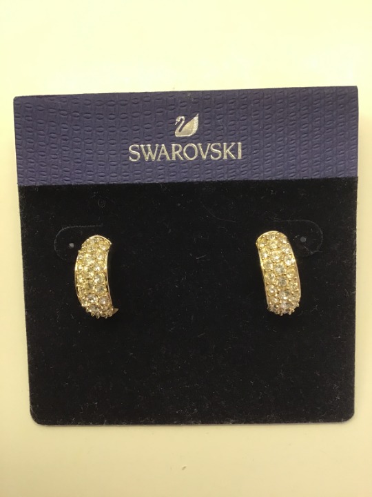 Swarovski New Crystal on Gold Band Earrings