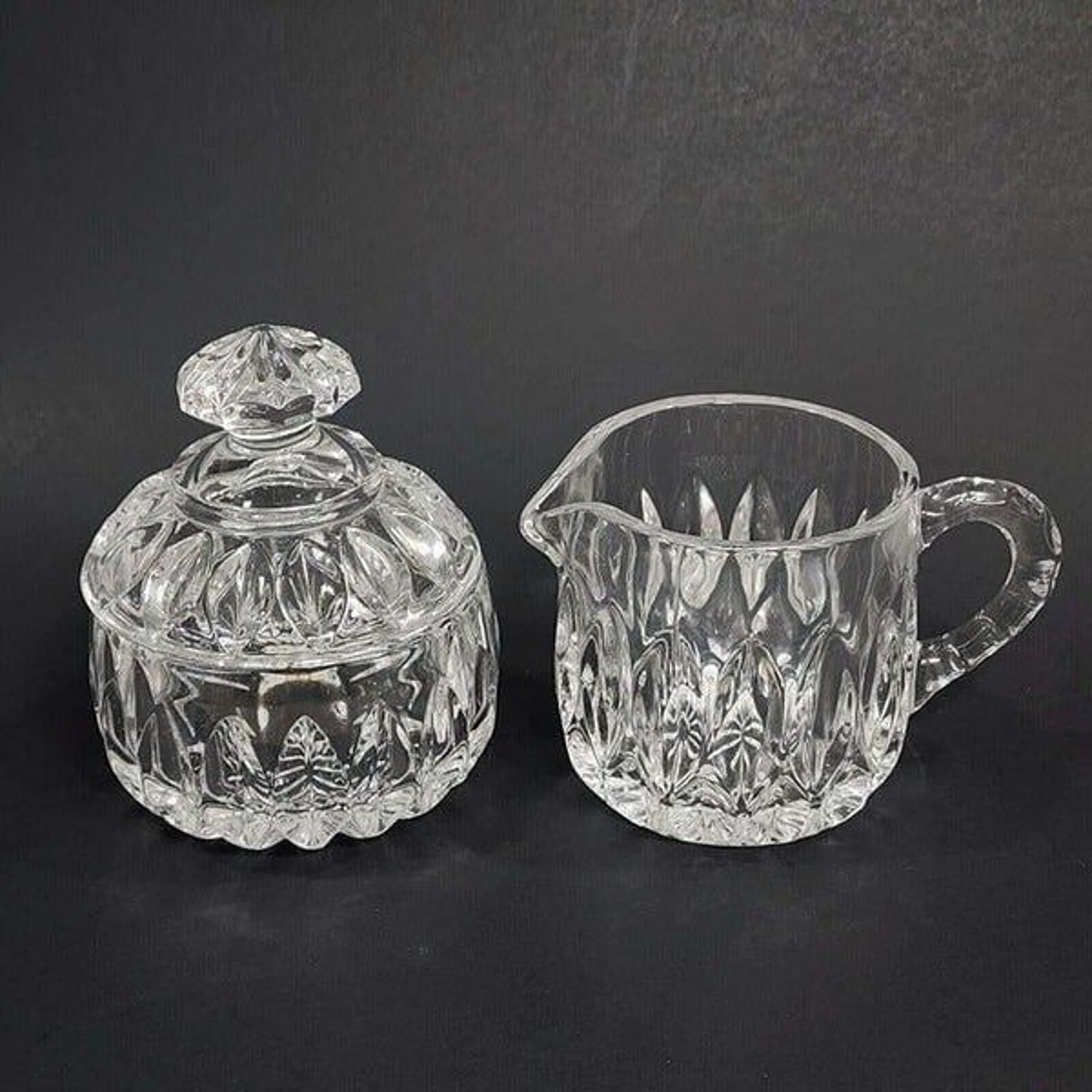 Vintage GORHAM Althea Lead Crystal Cream And Sugar Bowl VG