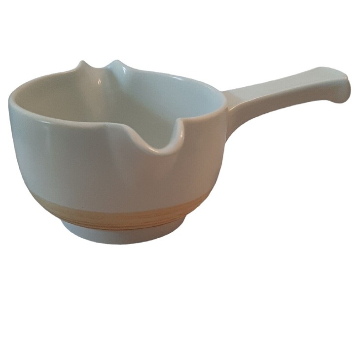 Royal Doulton 1973 Yellow Striped Gravy Boat Lambeth Stoneware England Oven Safe