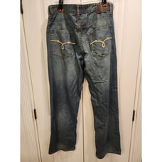 Y2K Ecko Jeans Mens 36x32 Baggy Loose Skater Hip-hop Leather Patch Rawthentic