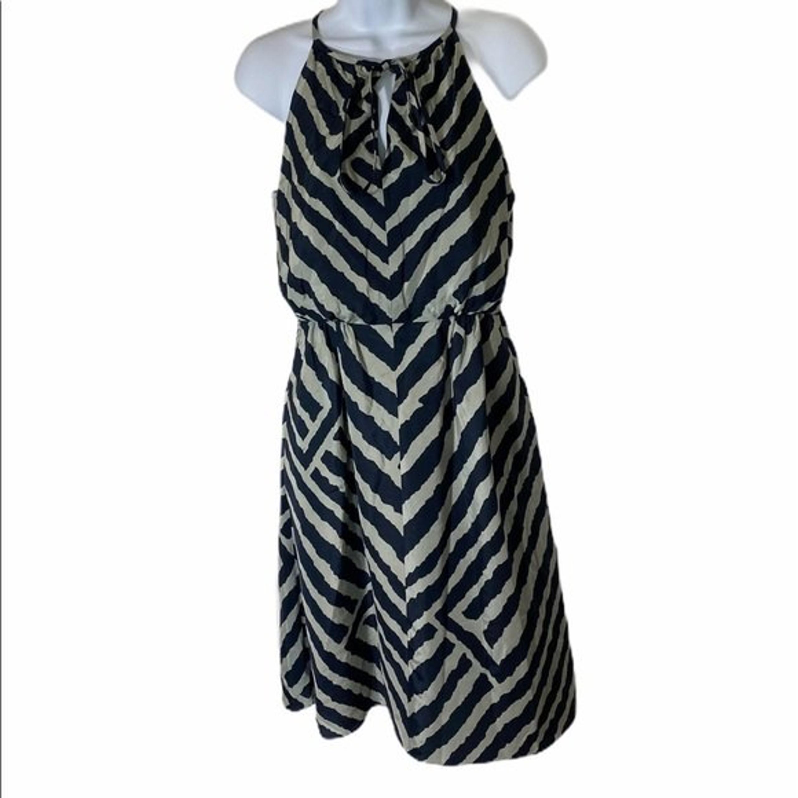 Tibi Blue and Grey Striped Silk Dress Size 4