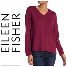 NEW EILEEN FISHER V Neck Wool Sweater To