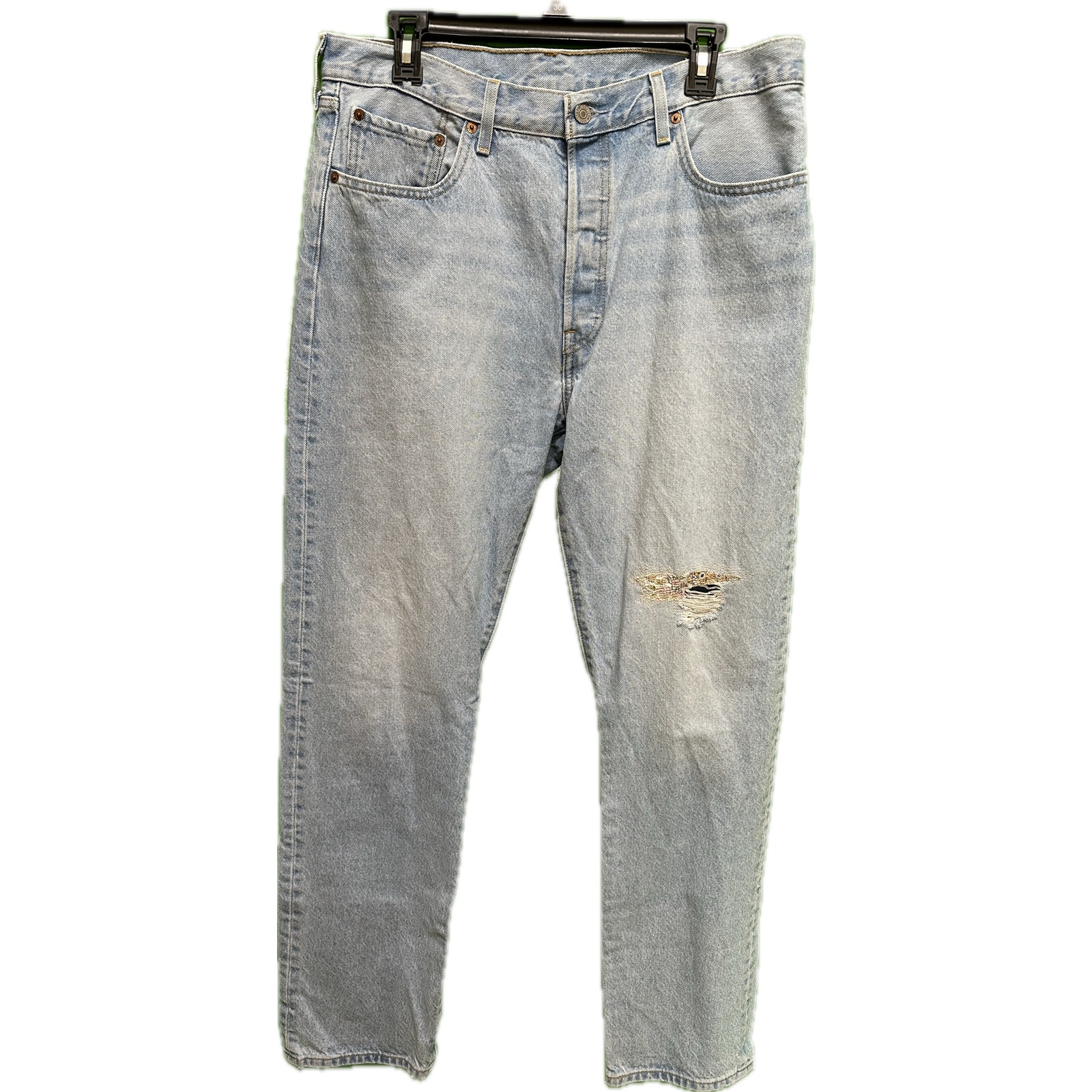 Levi Strauss & Co 501 Jeans Patched Distressed Light Wash Button Fly 33x32