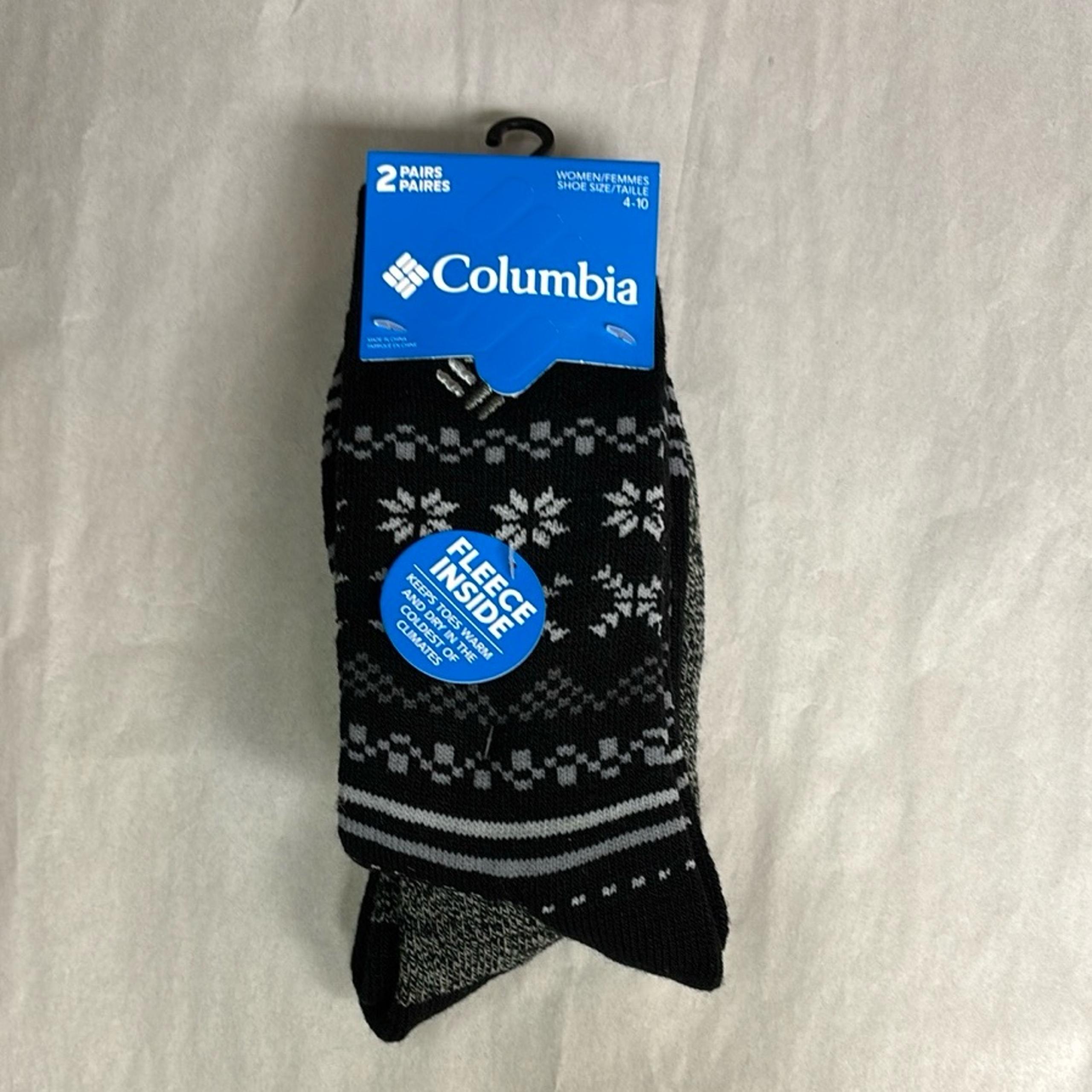 New Columbia Socks Women’s 2 Pack Black & Gray Fleece Socks Activewear Winter