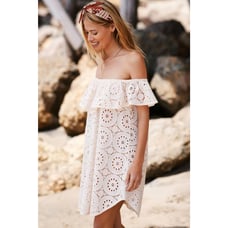Anthropologie Maeve Danika Flounce Cream Mini Dress - New - Medium