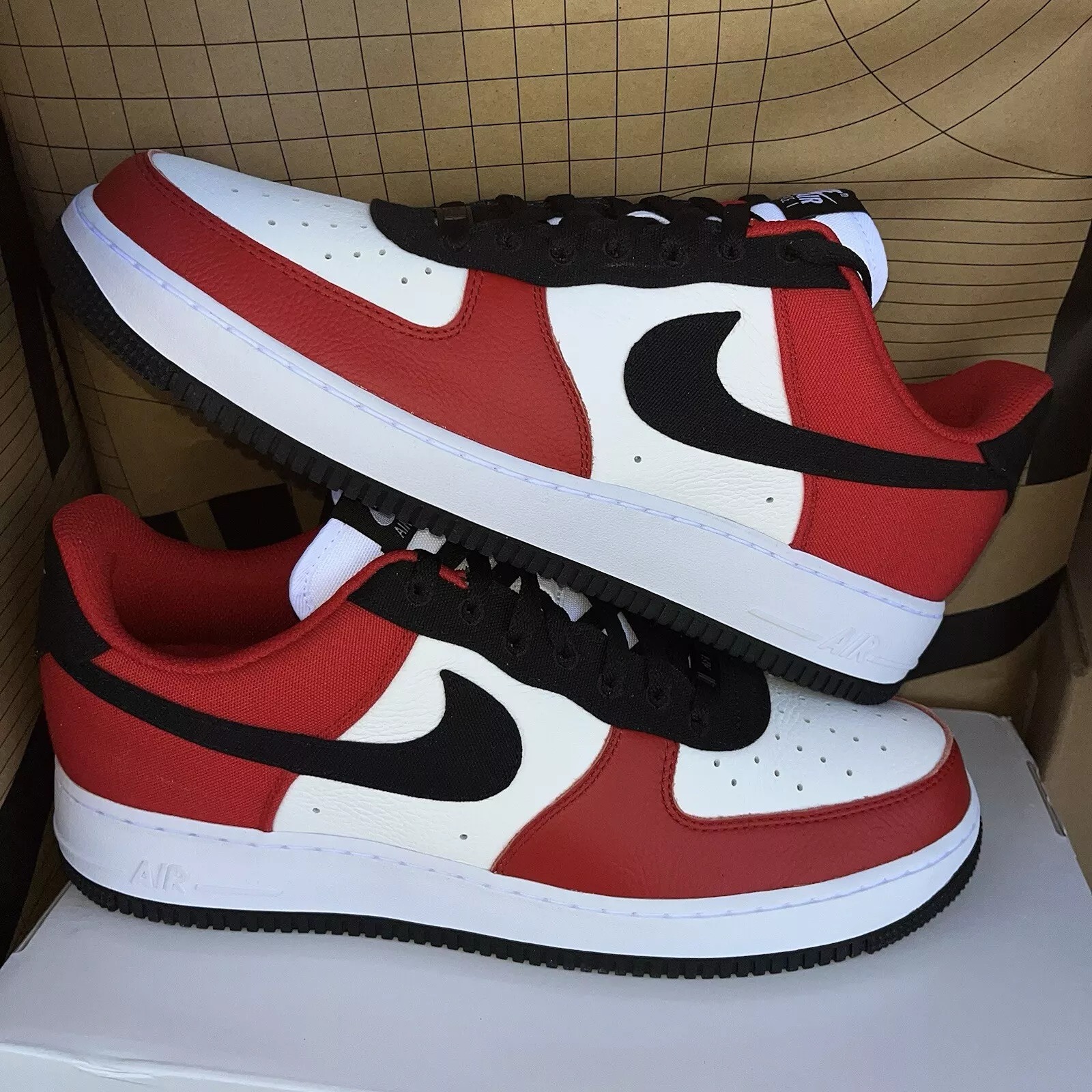 Nike Air Force 1 Low By You ID Mens Size 12.5 Chicago Red Black White DV3892-900
