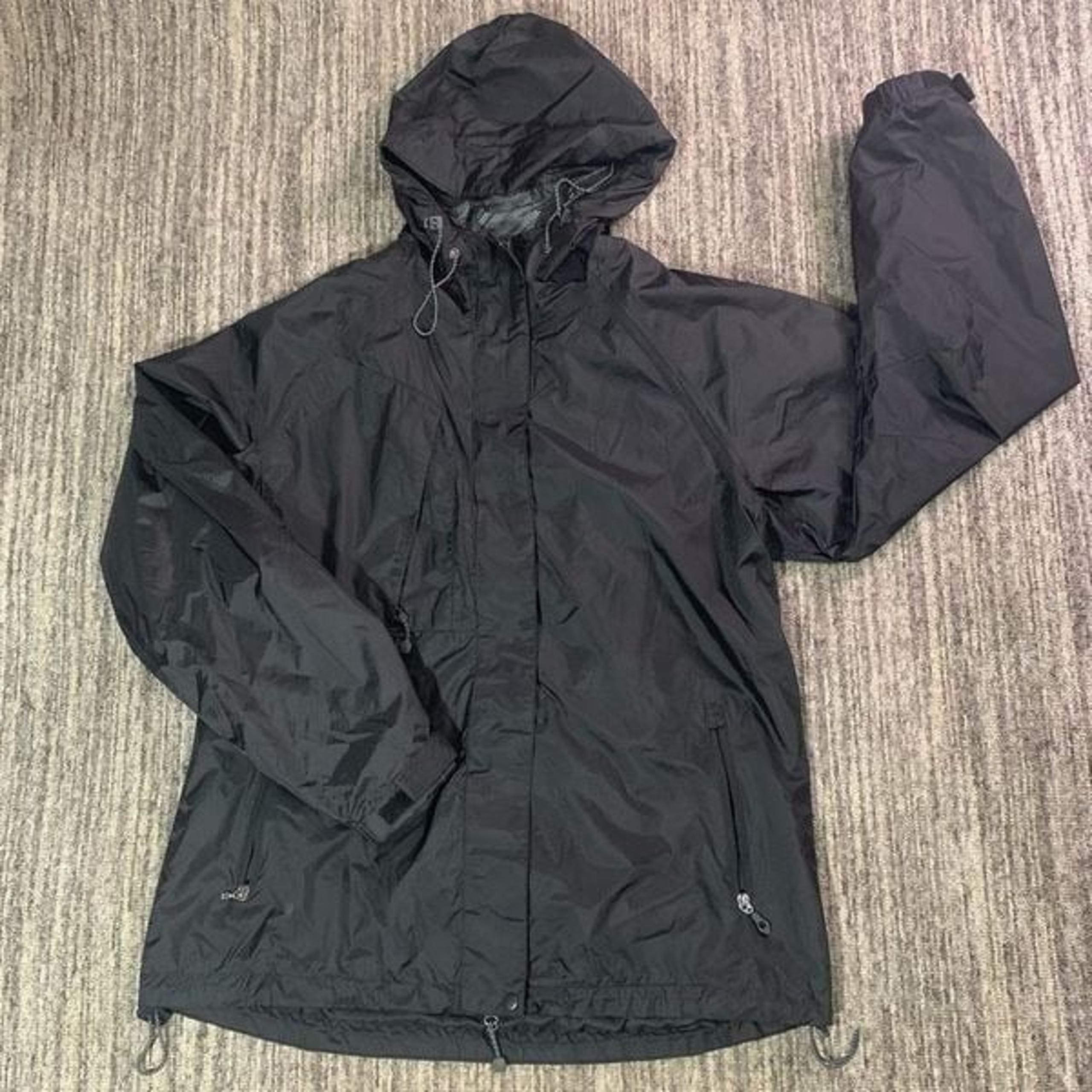 Womens Large All Climate Wear Hooded Lexus Jacket Black Zip Snap Front - North End