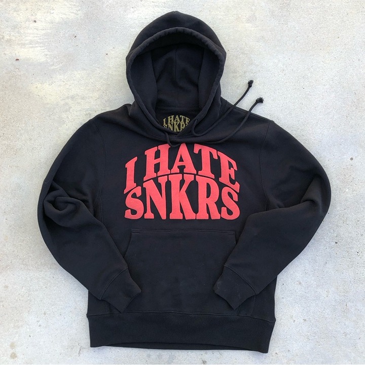 I Hate Snkrs Puff Print Letters Phantom Black Hoodie - Size Small
