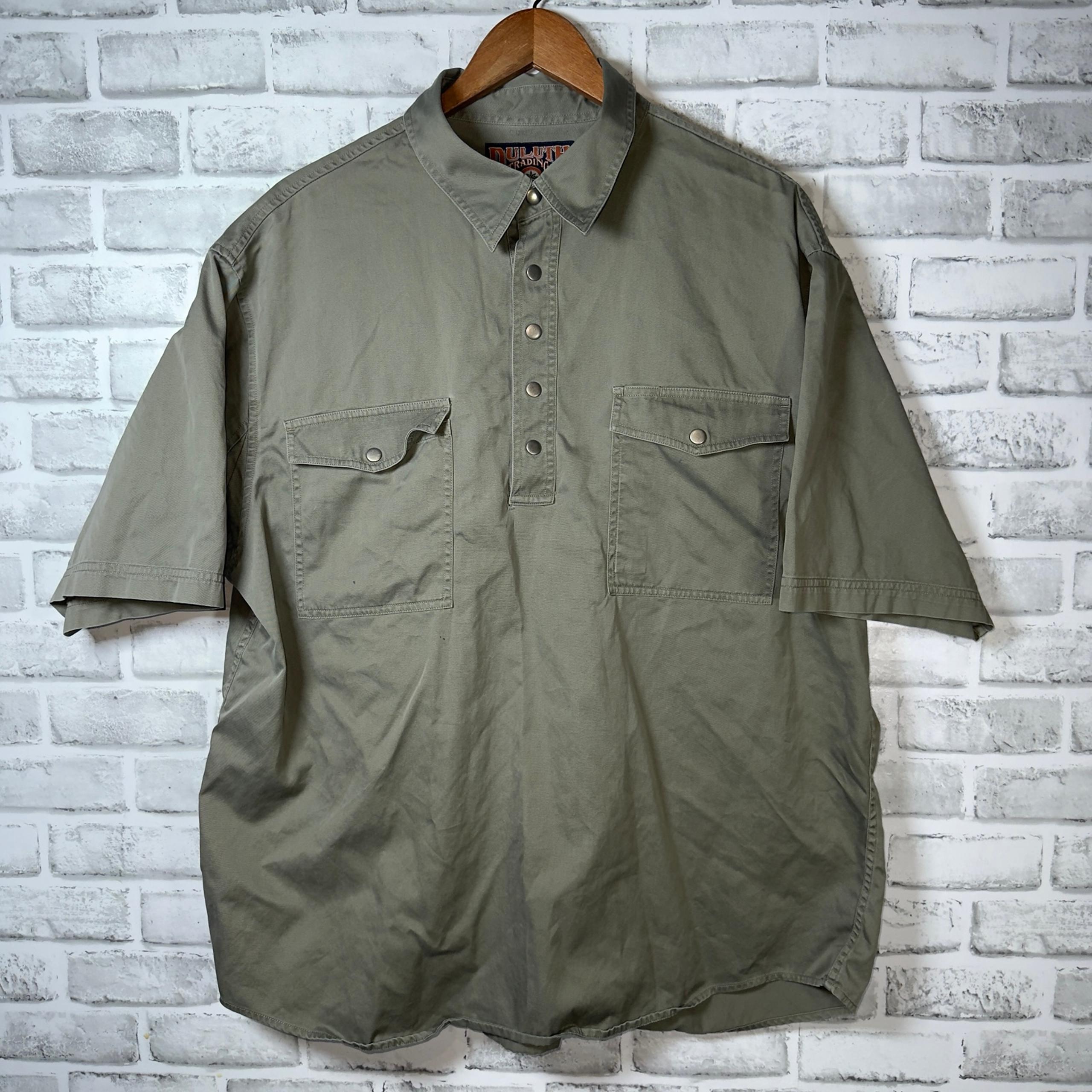 Duluth Trading Co Gray Half Snap Button Up Short Sleeve Shirt Mens Size XL