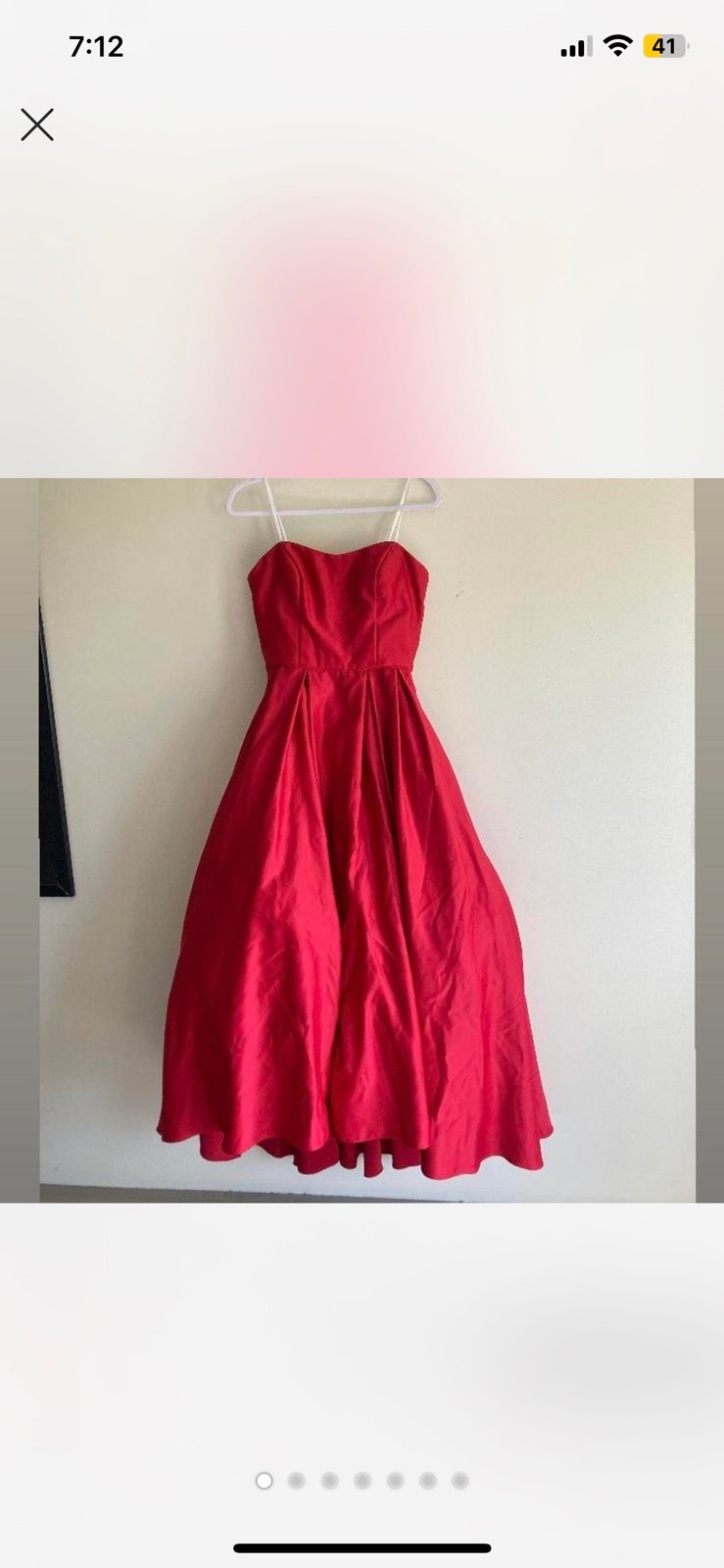 Betsy & Adam red strapless high low ball gown - size 8