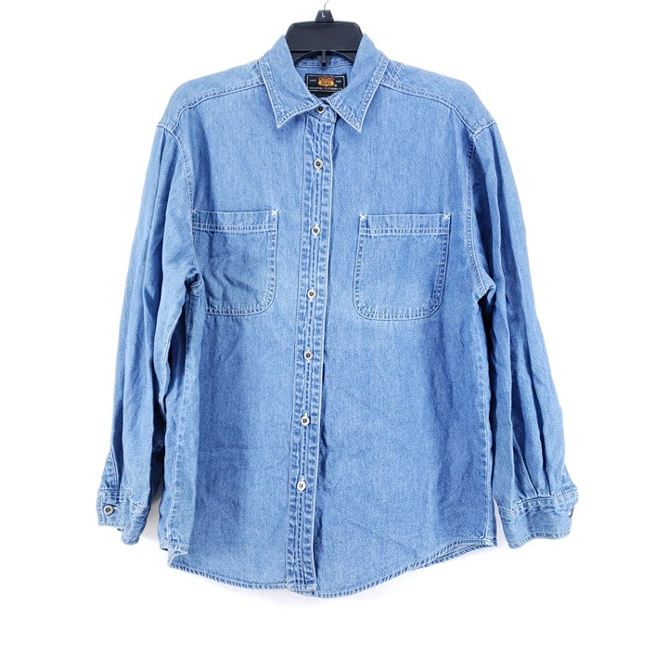 Route 66 Womens Medium Denim Long Sleeve Button-Up Shirt