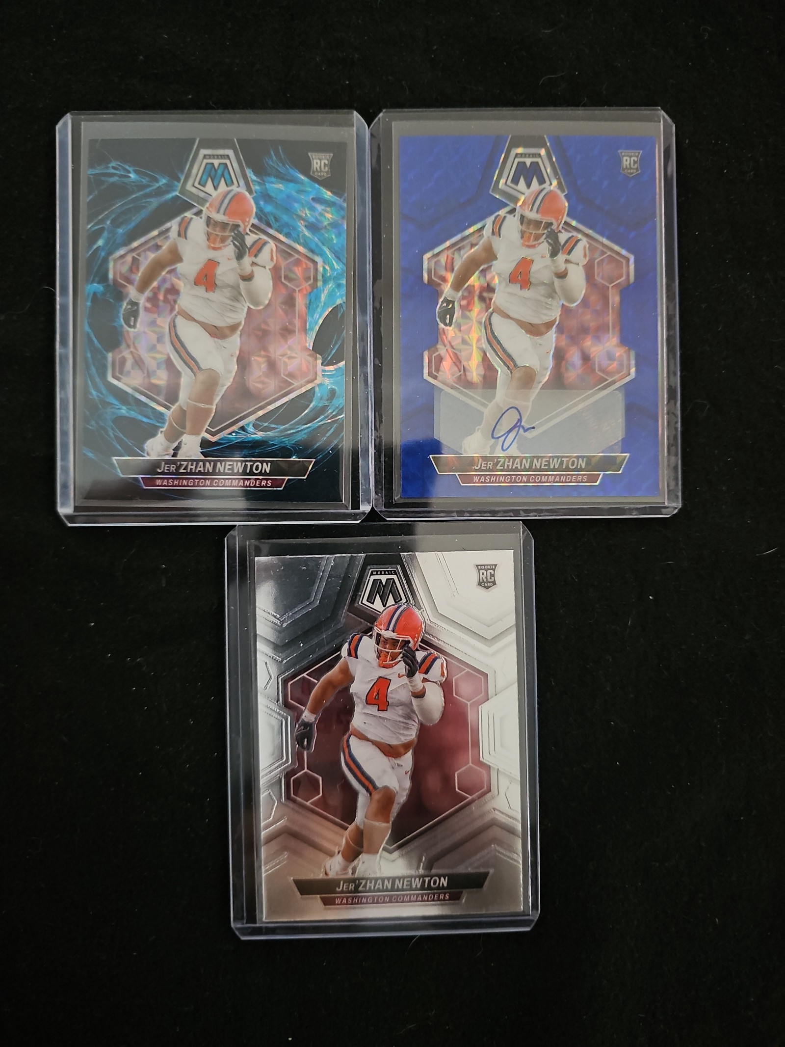 Jer'zhan Newton 3 card lot. Genesis case hit, #d auto, and base rookies