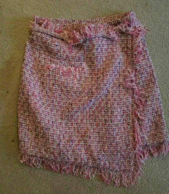 Milly Tweed Vintage Pink Wrap Skirt 4