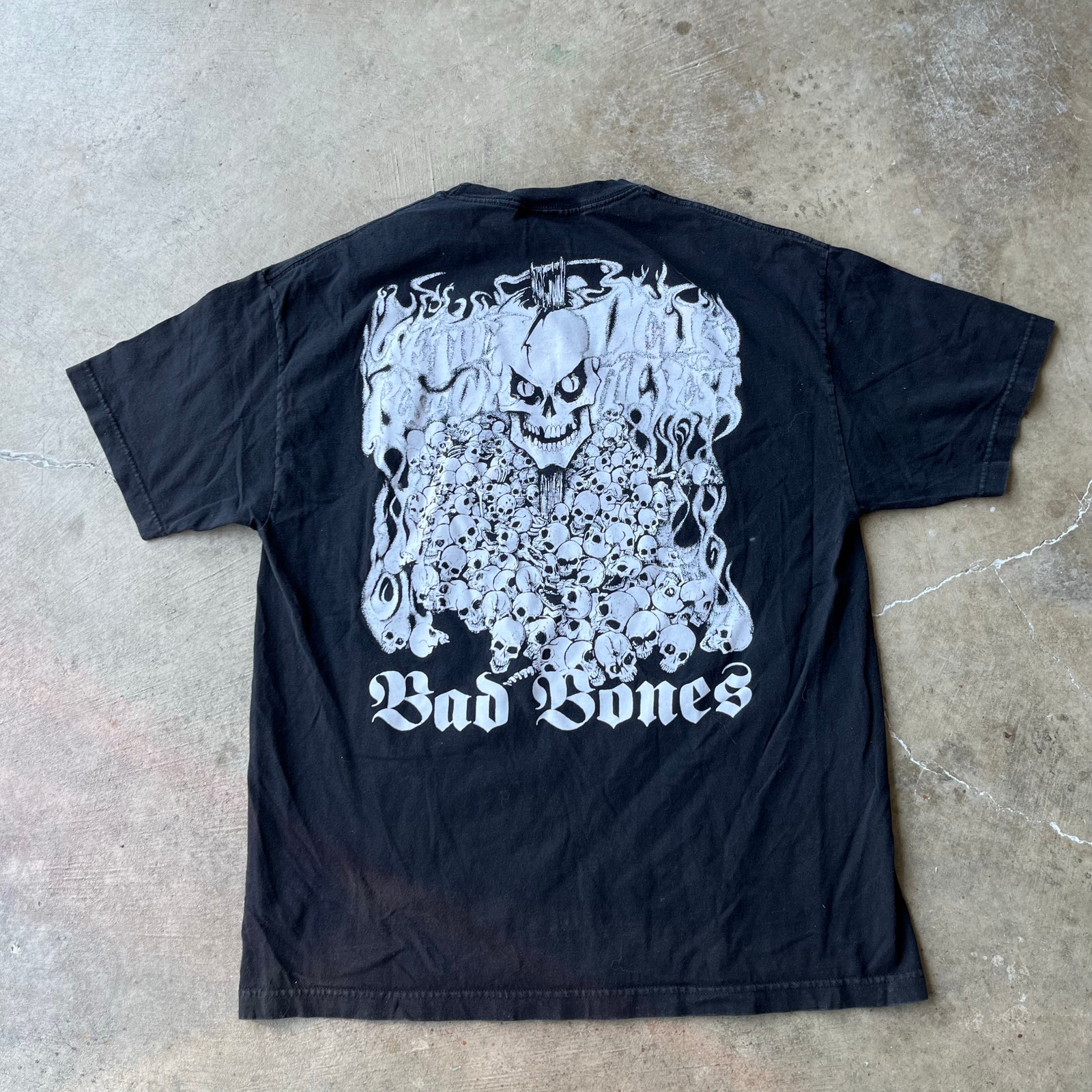 VINTAGE BAD BONES 1991 SHIRT BIKER Y2K 00S GRUNGE XL GRAPHIC TEE BLACK OPIUM