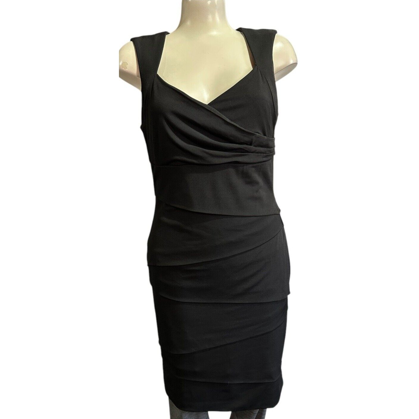 White House Black Market WHBM Bodycon Dress Size 12 Black Stretch Tummy Control