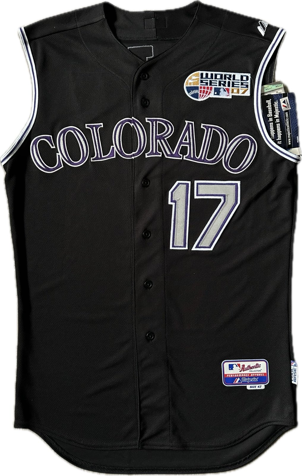 NWT Authentic Majestic Colorado Rockies Todd Helton Jersey Vest Size 42