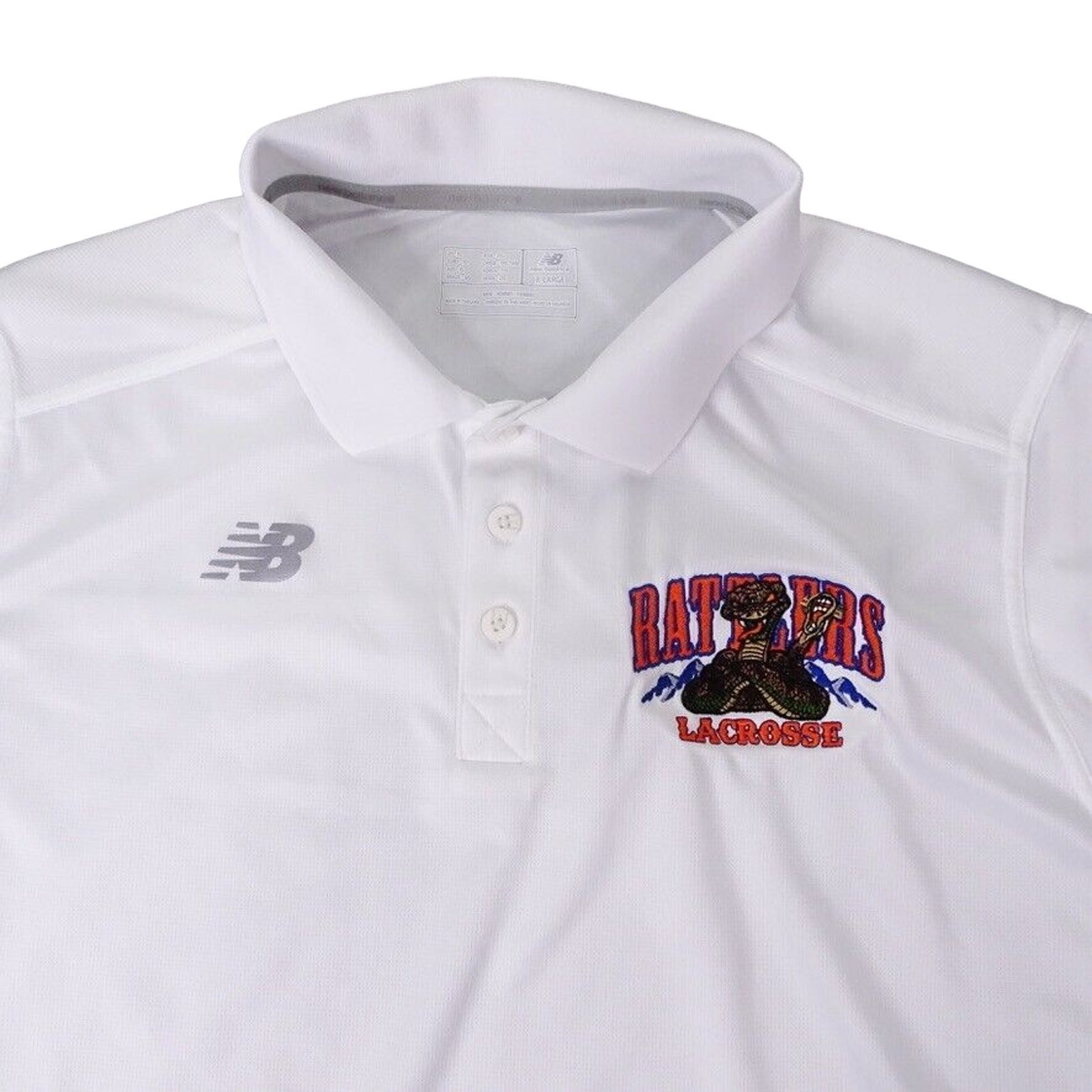 Ratters Lacrosse Shirt Mens XL White Polo New Balance Short Sleeve