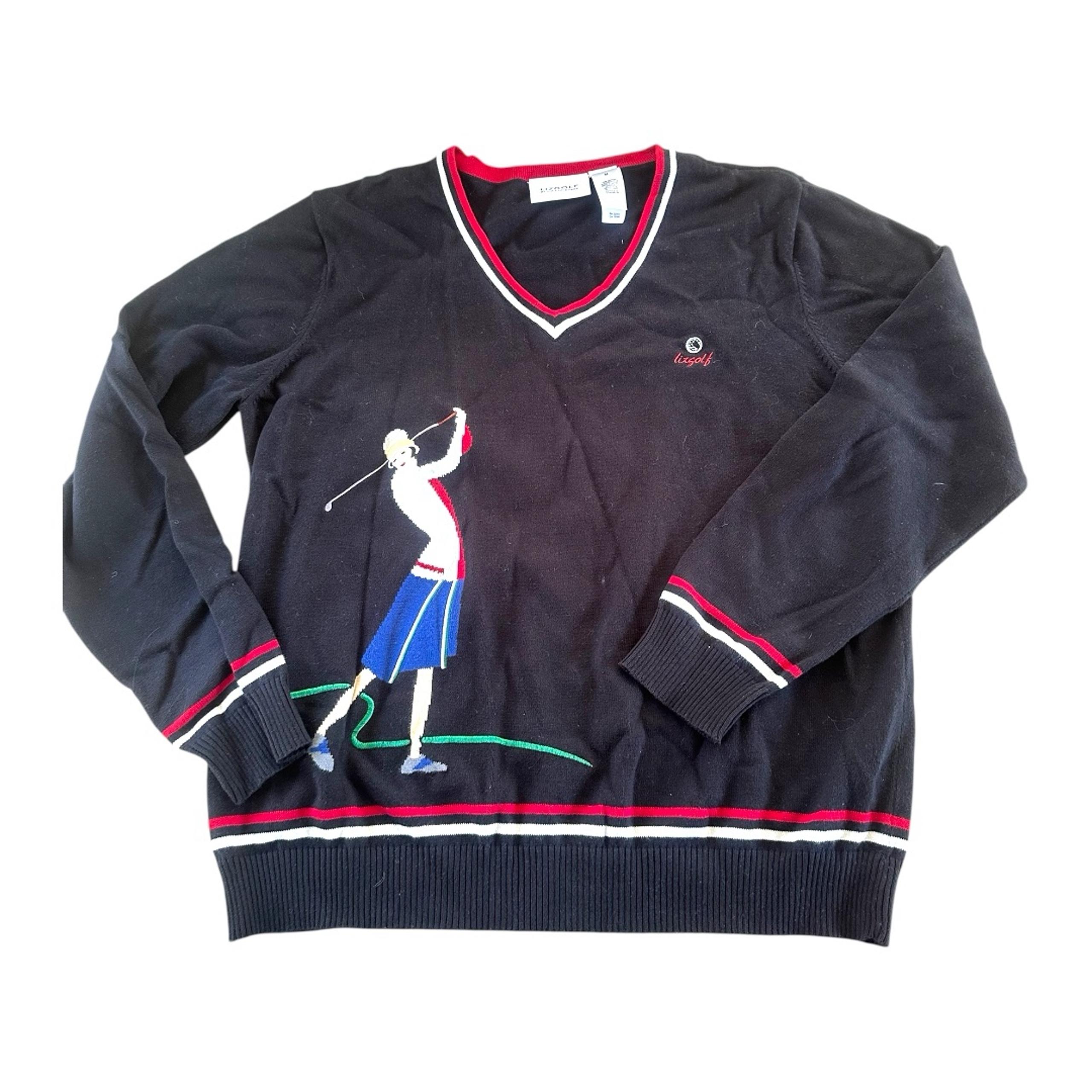 Lizgolf By Liz Claiborne Whimsical V Neck Sweater M