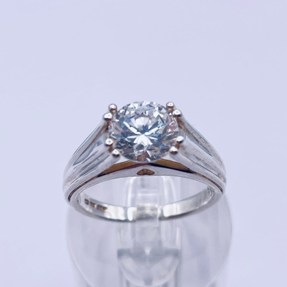 Sterling Silver Clear CZ Cathedral Setting Ring Sparkling Romantic High Set Ring