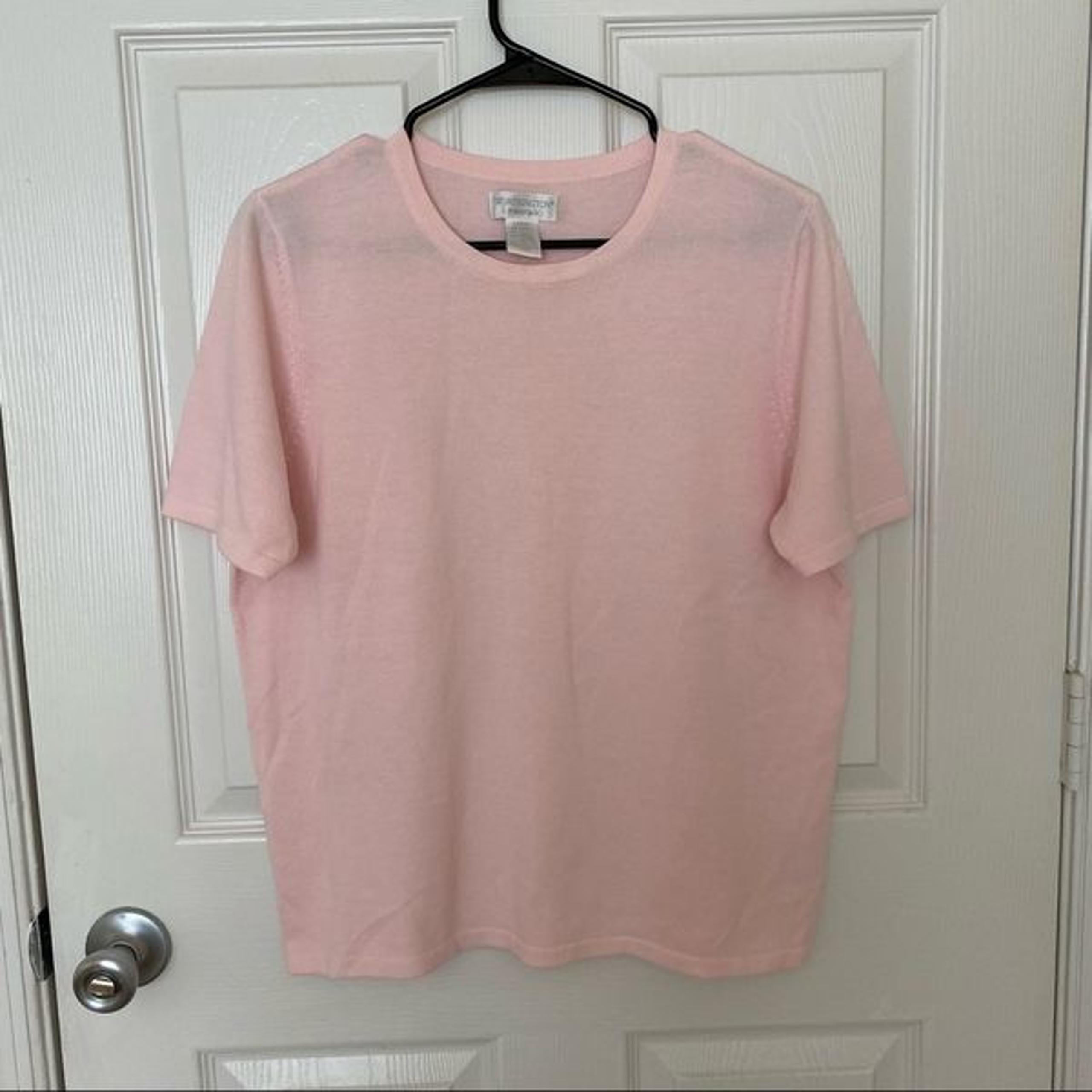 WORTHINGTON  Women’s Sweater Light Pink Crew Neck Pullover Short Sleeve Size-L