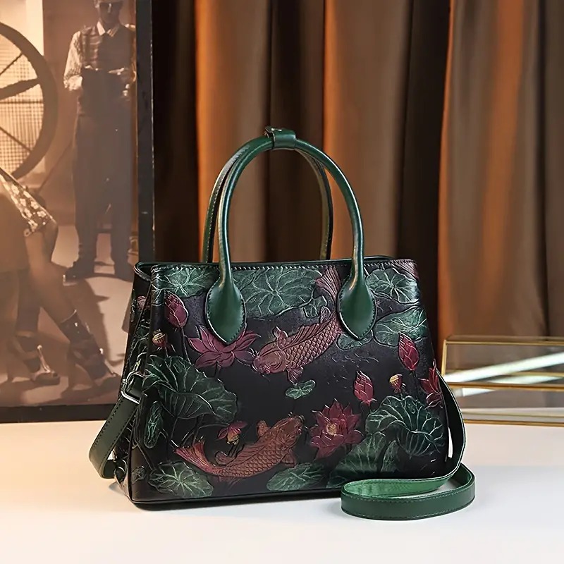 Vintage Fish Embossed Handbag