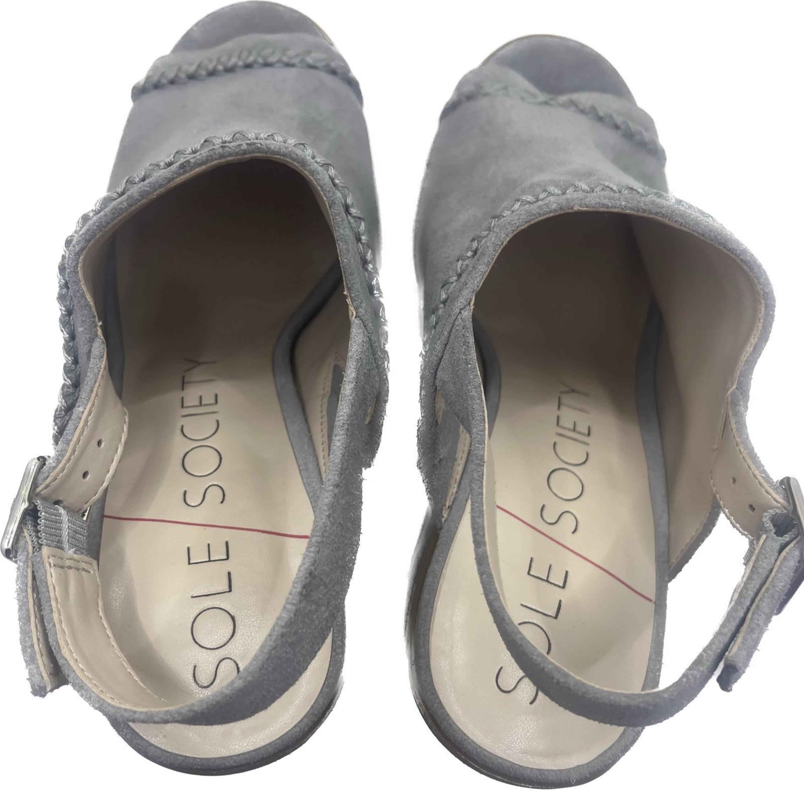 Sole Society Shoes |Ceana Gray Leather Slingback Peep-Toe Mules