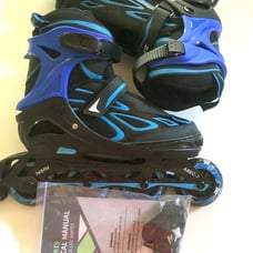 Zpm sports inline roller skates Size L Young Kids 4Y-7Y Adjustable Blue / Black.