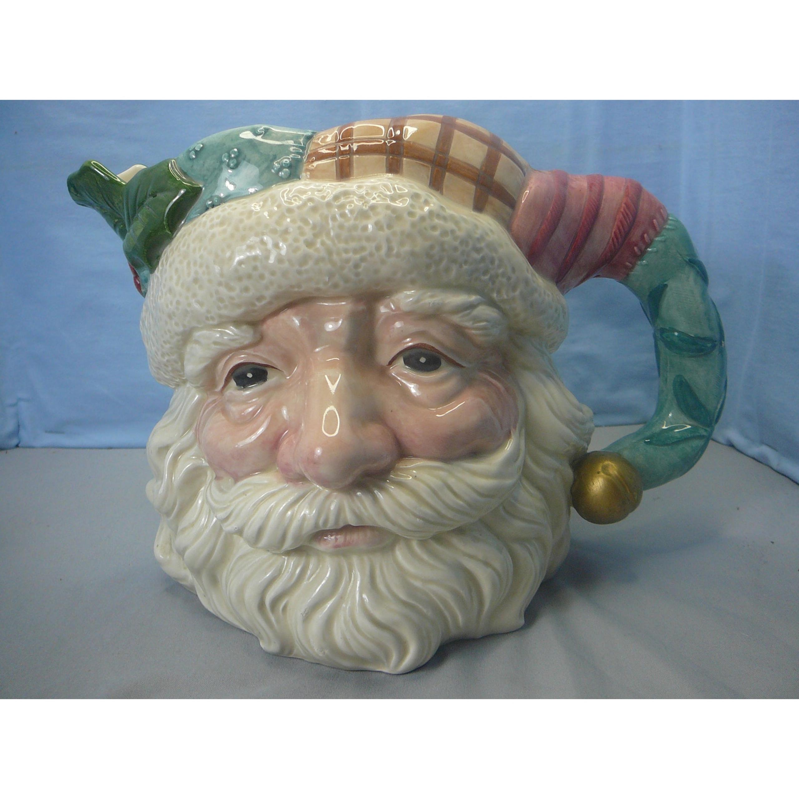 Vintage 1992 Fitz and Floyd Ceramic Santa 1 3/4 qt Pitcher