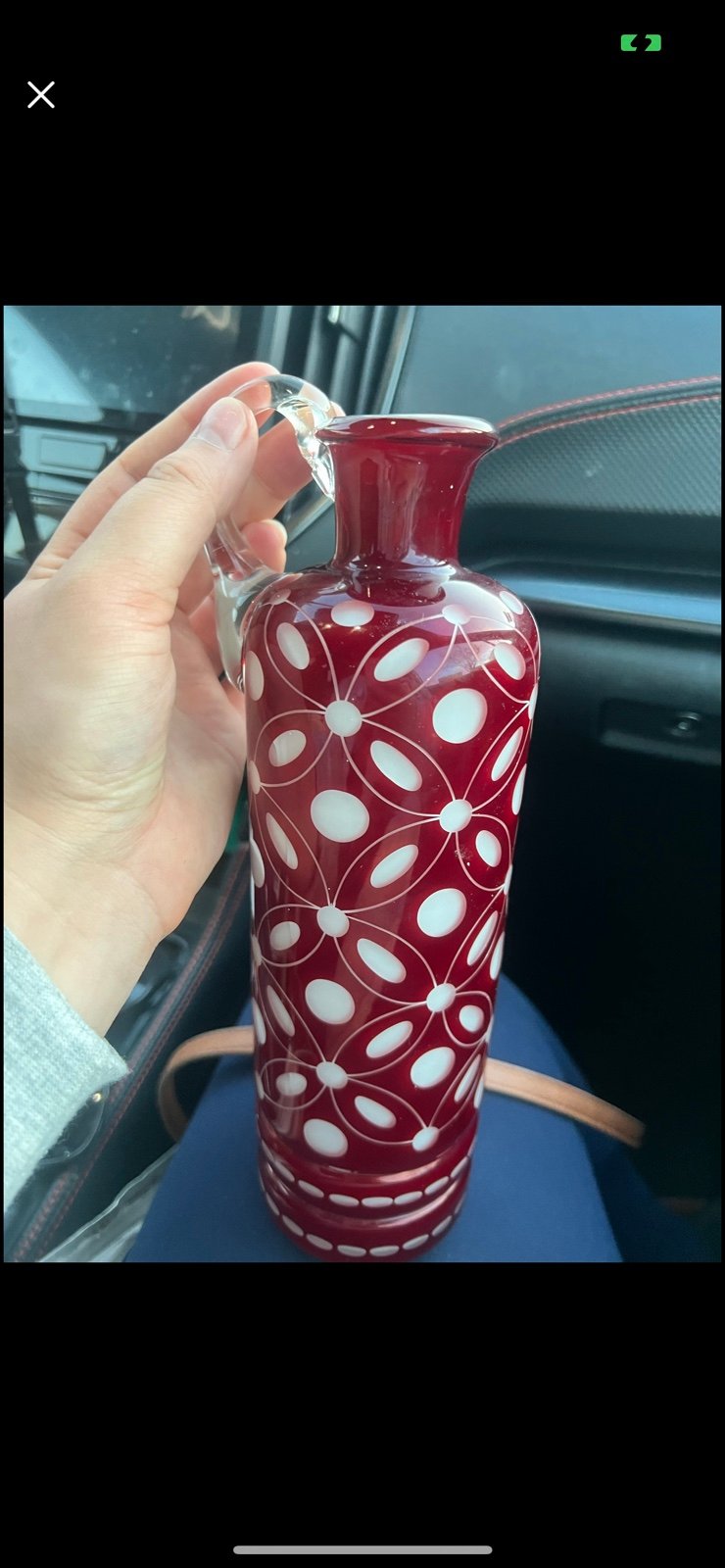 Rare Vintage Red Cut Decanter Czech Republic