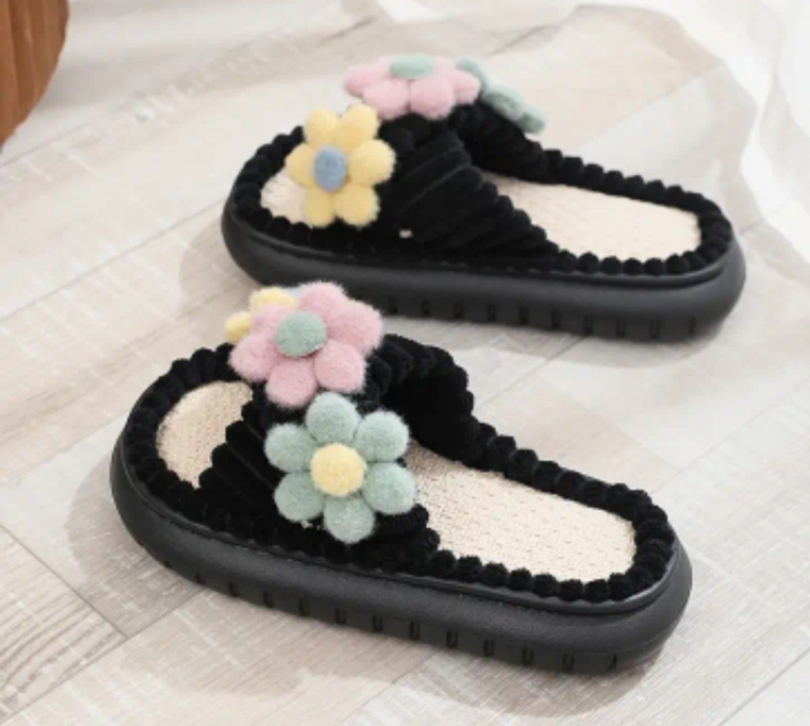 Women's Fashion Cross-Over Slippers with DIY Three Flowers