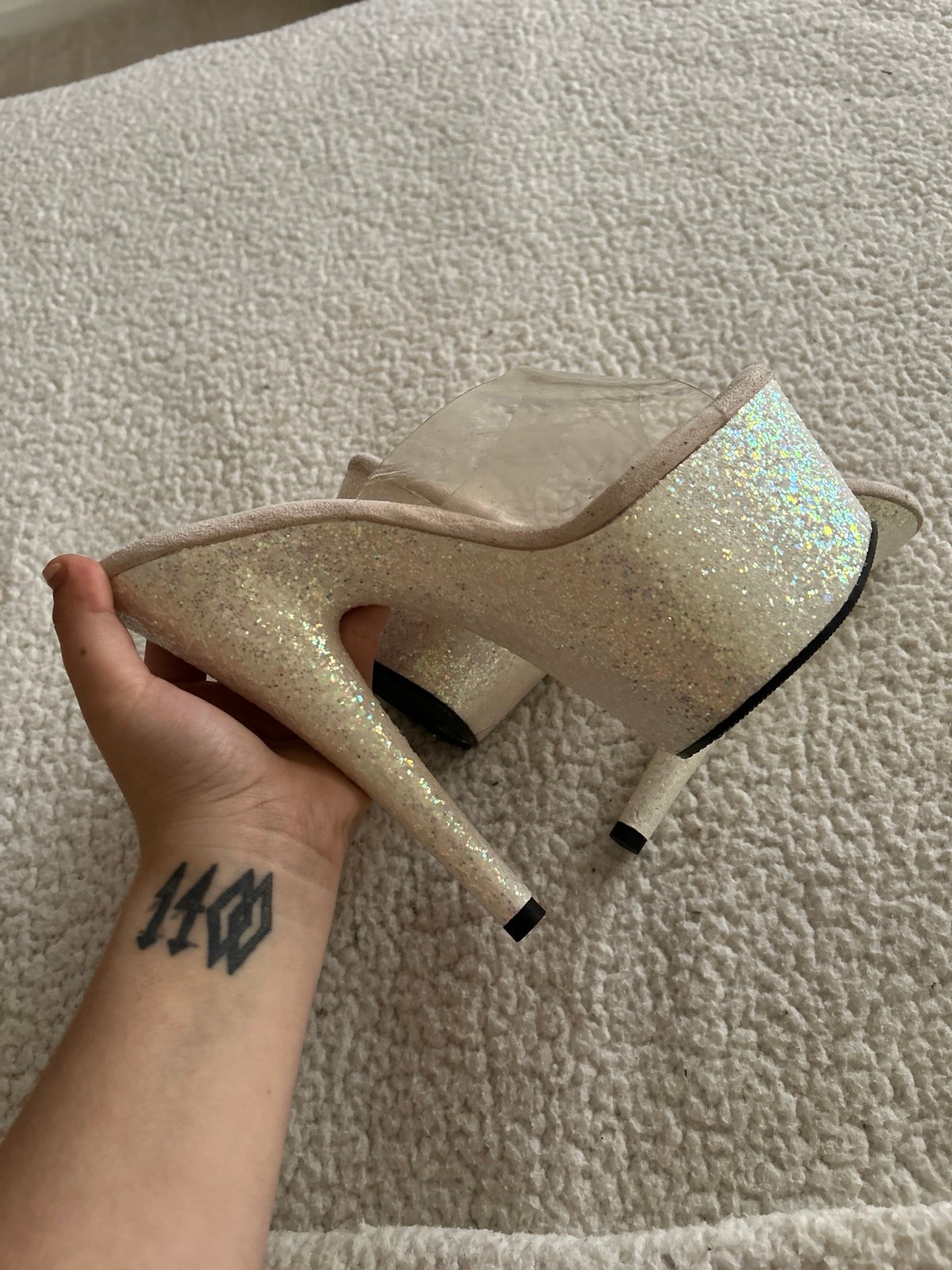 Sparkly pleaser heels