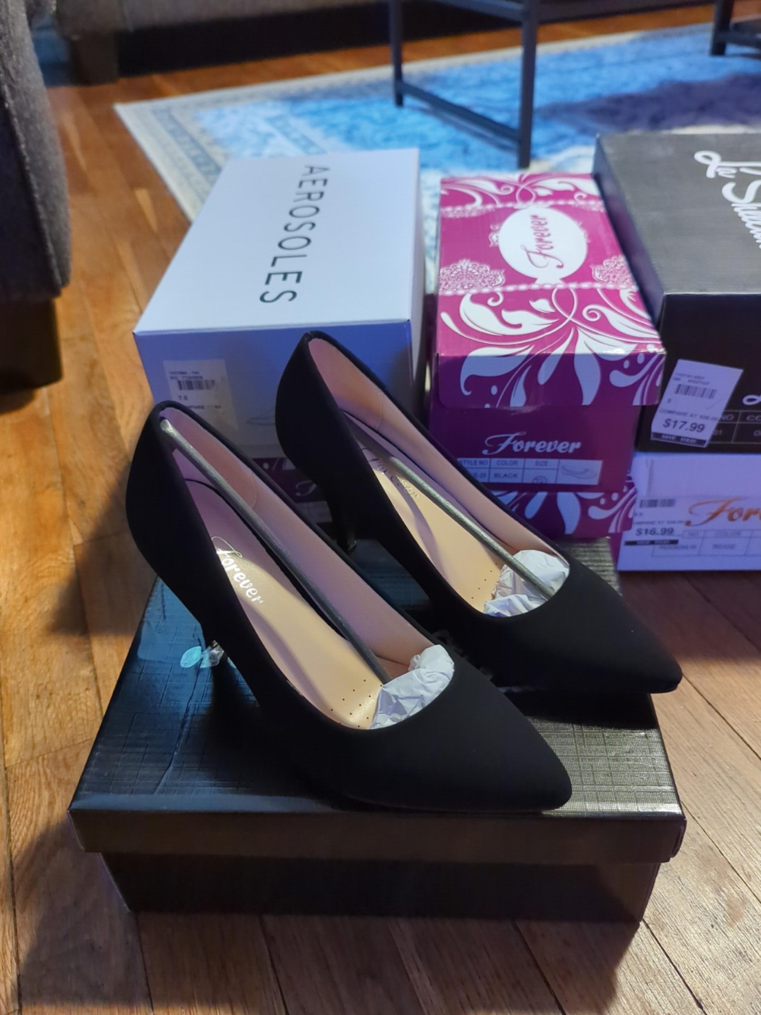 Nib Women's Forever Pointed Toe Black Heels Size 5