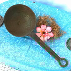 Handmade Copper Ladle with Forged Metal Handle Primitive Antique