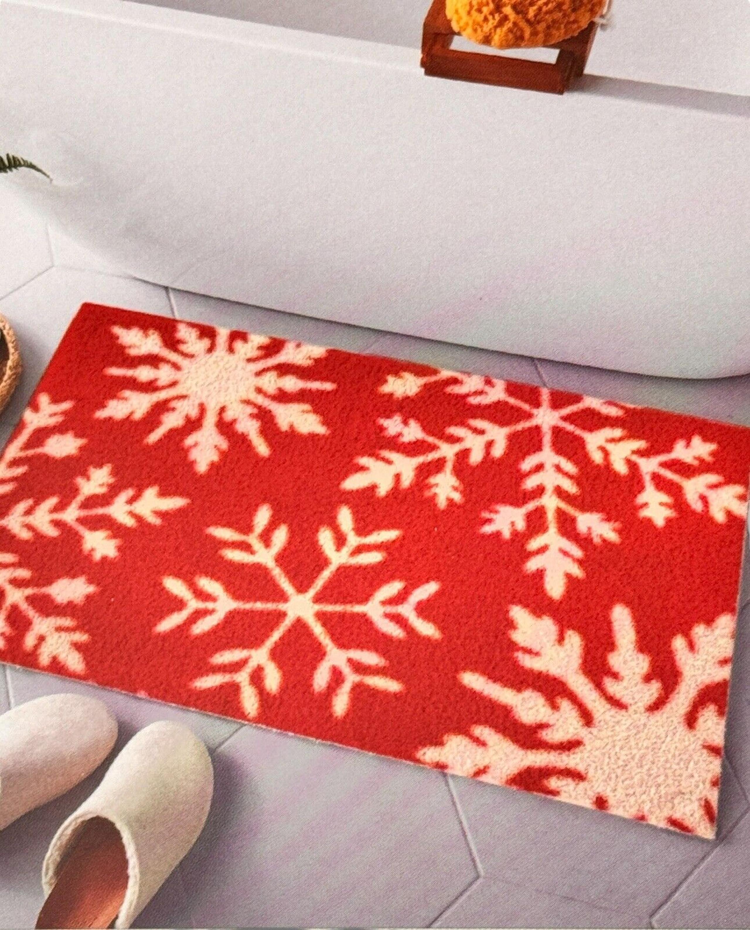 MARTHA STEWART CHRISTMAS RED SNOWFLAKE ULTRA SOFT BATH RUG CARPET,FLOOR MAT