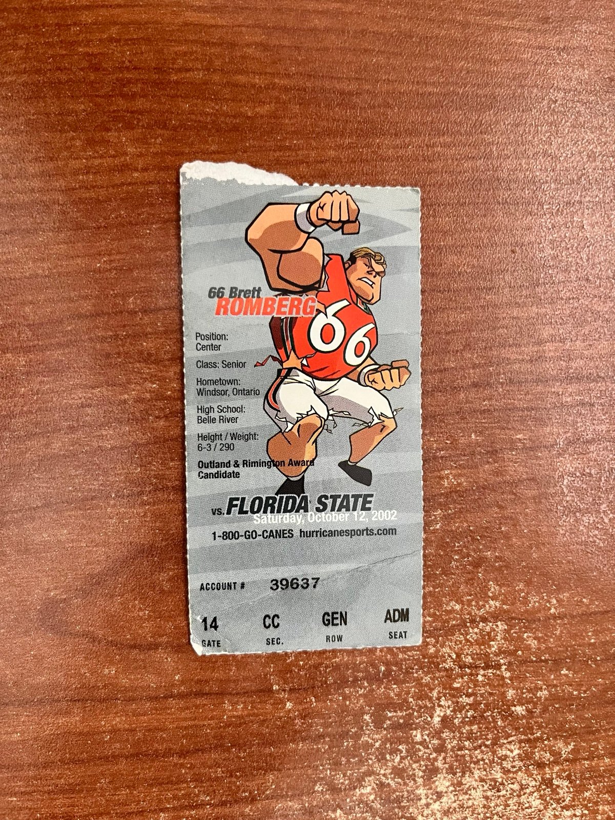 2002 Miami FSU ticket