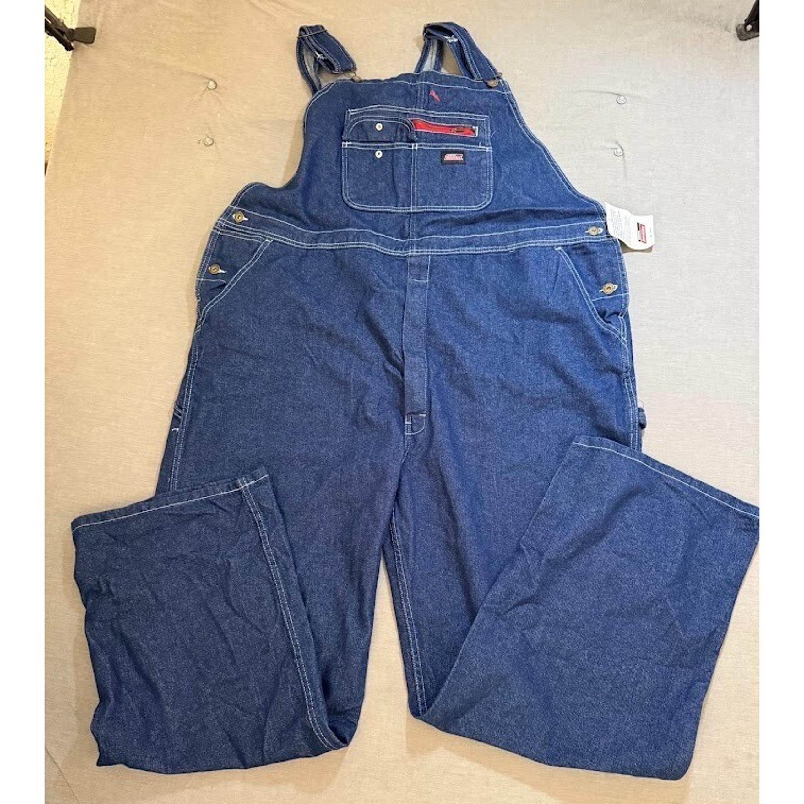 Dickies Genuine Bib Overalls Adult 2XL Blue Denim Workwear Carpenter Mens New.