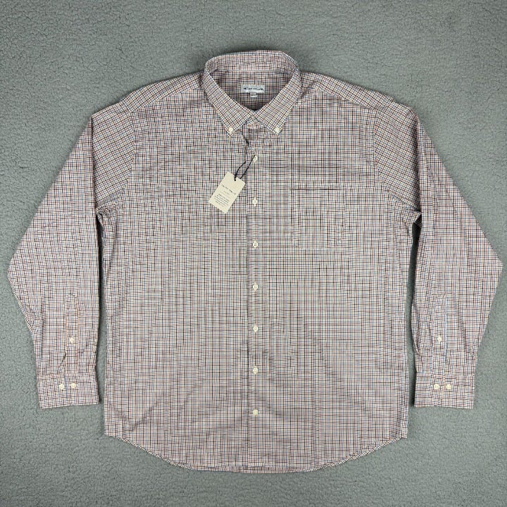 Peter Millar Shirt Mens Extra Large Blue Orange Market Cotton Stretch Button Up