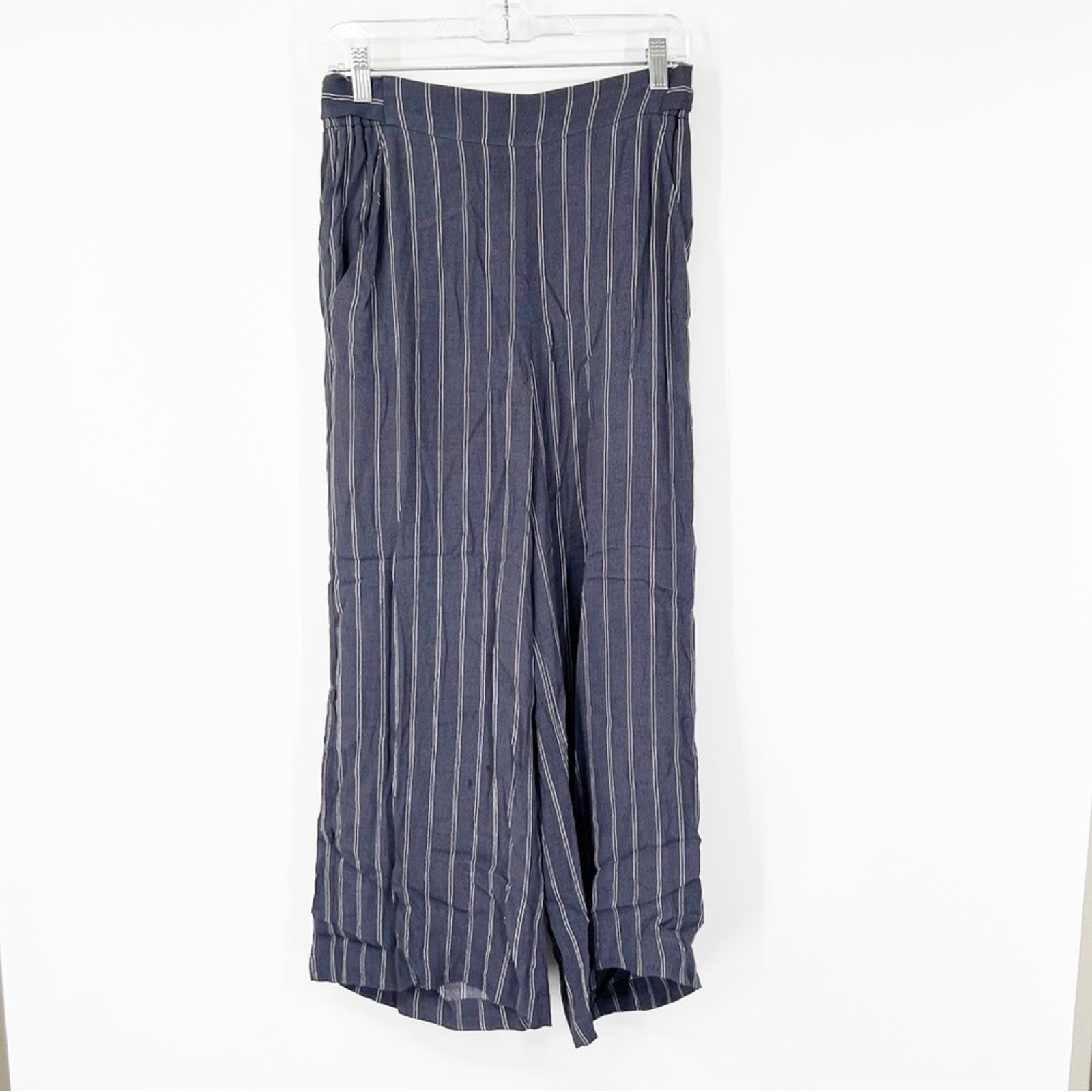 Wilfred Aritzia Faun Striped High Rise Cropped Pants Tie Back