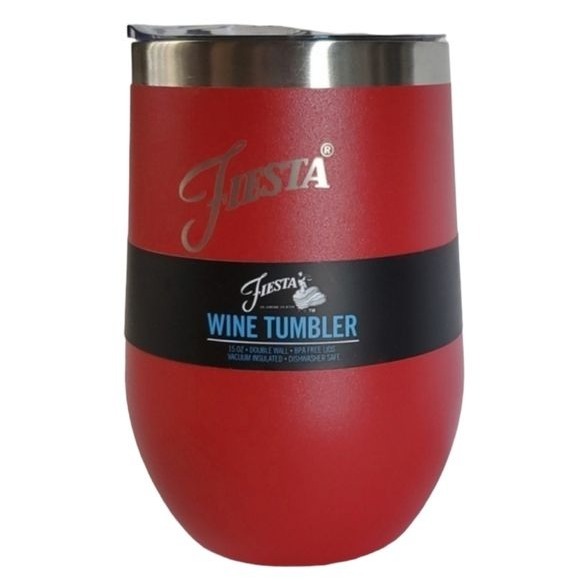 Fiestaware Fiesta INSULATED Wine Tumbler Travel Cup Mug 15 oz Scarlet Red