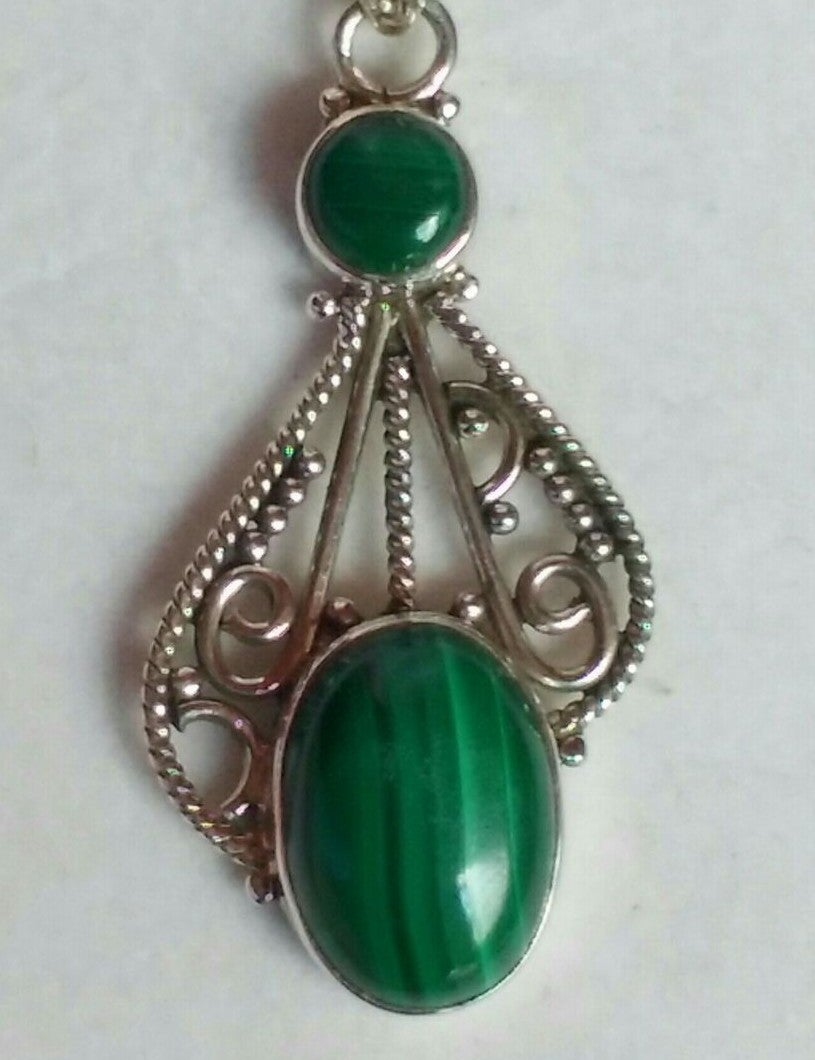 925ss Malachite stone Pendant!!