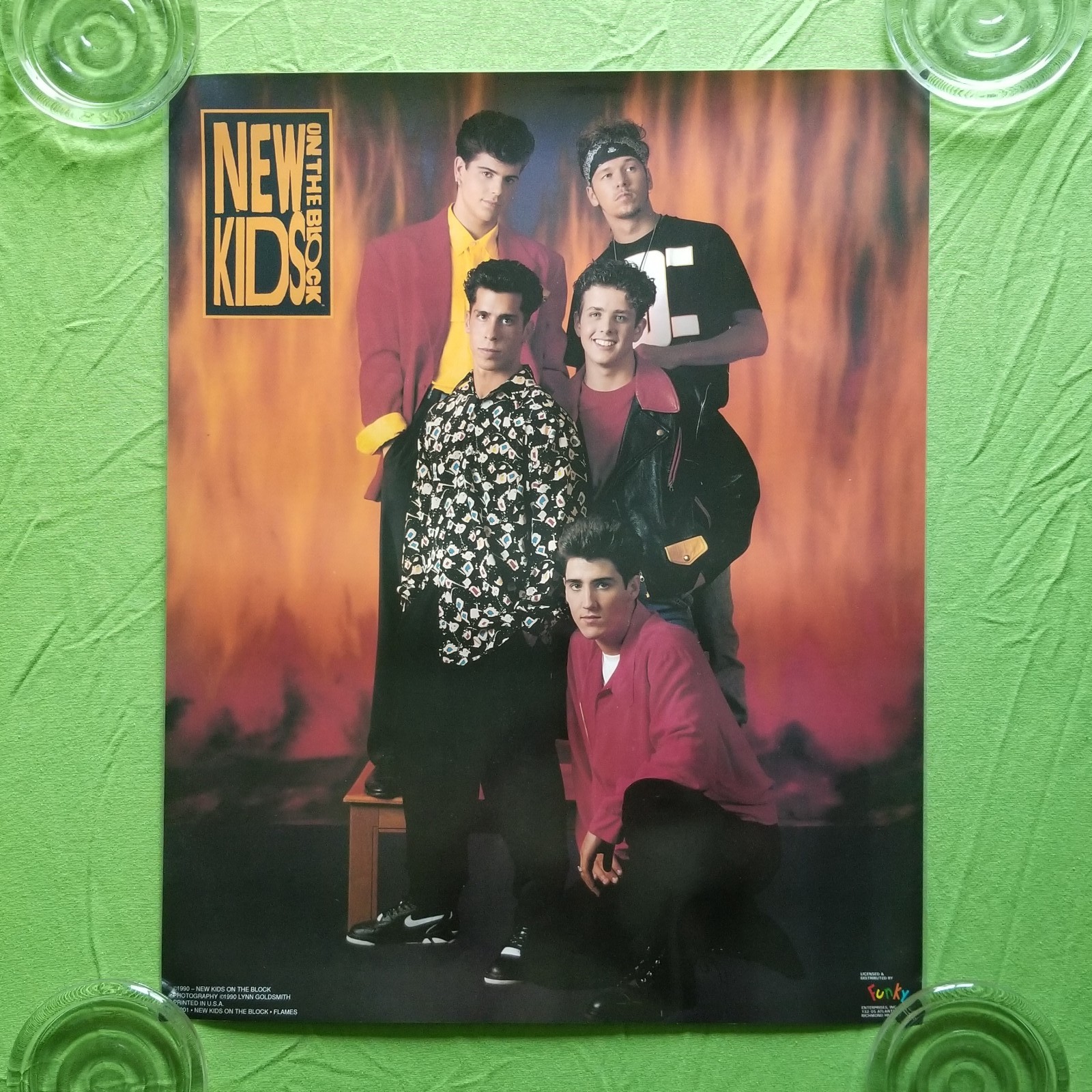 NKOTB New Kids On The Block Laminated Poster 20 X16 1990 FLAMES FUNKY Not Vinyl