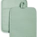 Ribbed Soft Silicone Pot Holder Set, Pistachio 7 x9