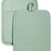 Ribbed Soft Silicone Pot Holder Set, Pistachio 7 x9