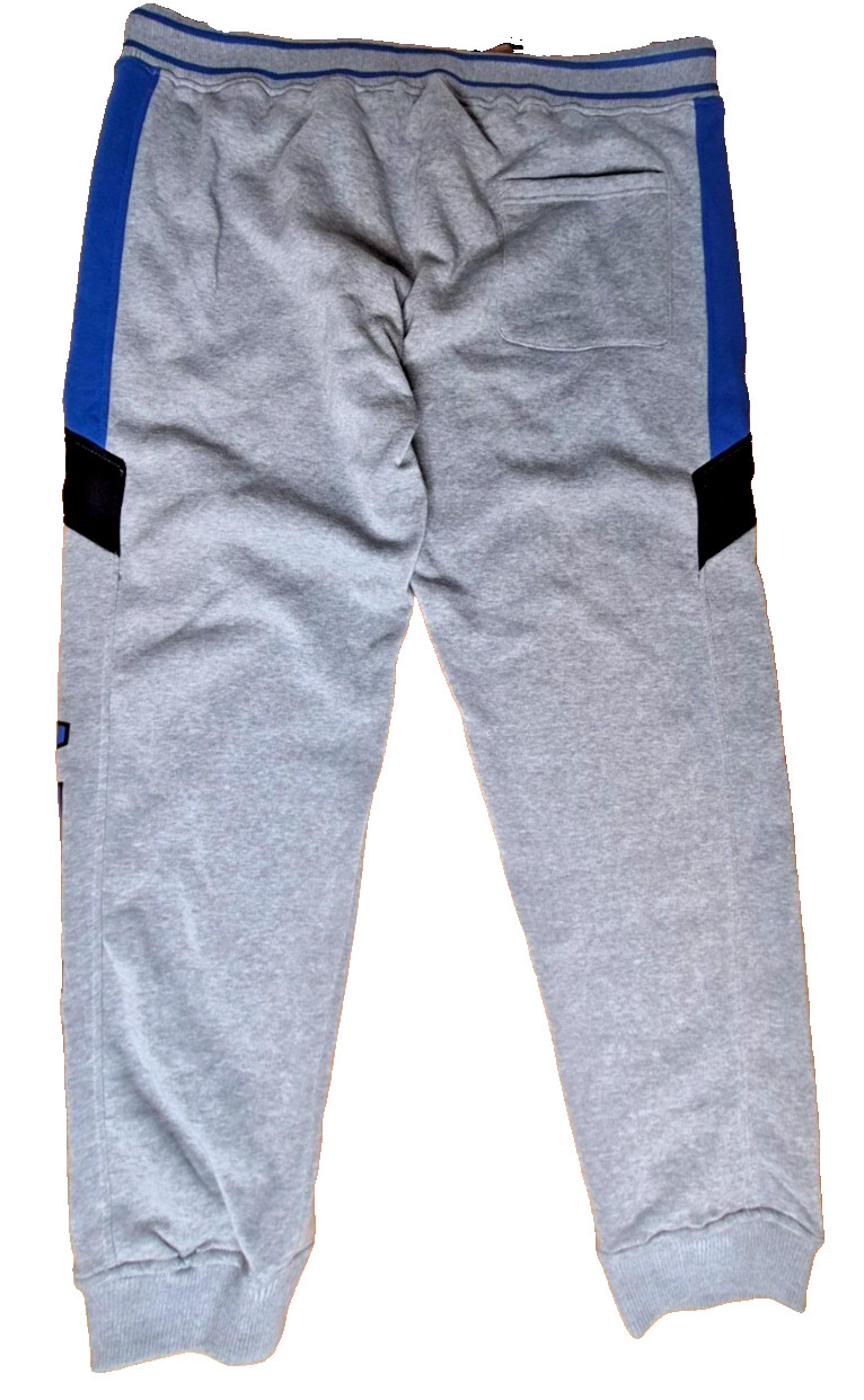 Akademiks Men's Joggers Gray with Blue & Black Panel, Size 5XL Casual Athletics